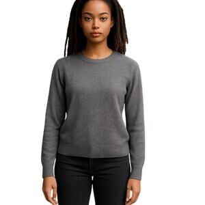Zara Knit Women's Gray 100% Cashmere Long Sleeve Crew Neck Sweater Top Size M